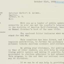 Letter: 1933 October 31