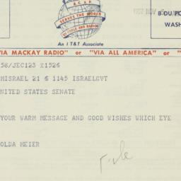 Telegram: 1957 November 6