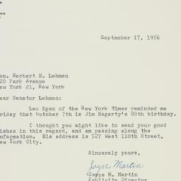 Letter: 1956 September 17