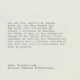 Letter: 1953 April 29