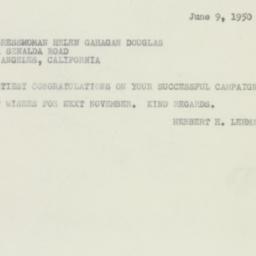 Telegram: 1950 June 9