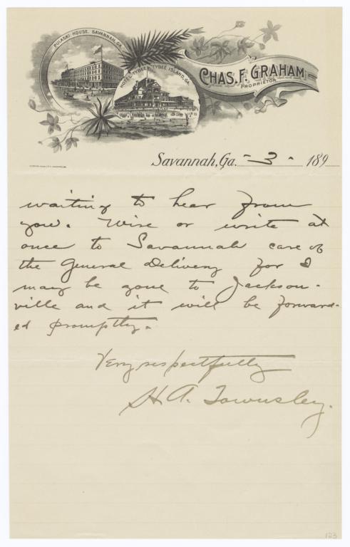 Chas F. Graham. Letter - Recto
