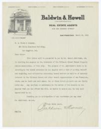 Baldwin & Howell. Letter - Recto