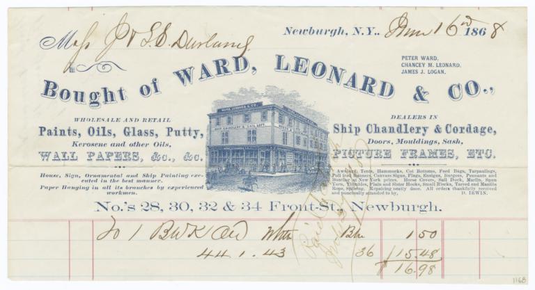 Ward, Leonard & Co.. Bill - Recto