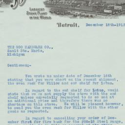 Detroit Stove Works. Letter