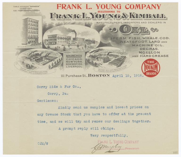 Frank L. Young & Kimball [Frank L. Young Company Successors to]. Bill - Recto