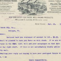 William Lucas. Letter