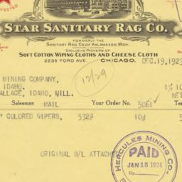 Star Sanitary Rag Co.. Bill