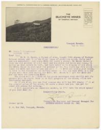 Buckeye Mines. Letter - Recto