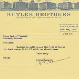 Butler Brothers. Letter