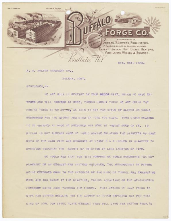 Buffalo Forge Co.. Letter - Recto