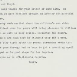 Letter: 1960 June 21