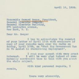 Letter: 1938 April 15