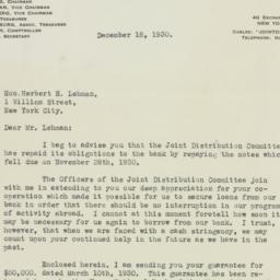 Letter: 1930 December 18