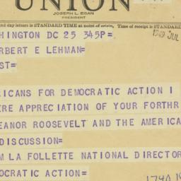 Telegram: 1949 July 25