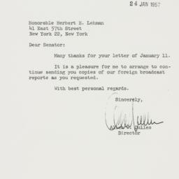 Letter: 1957 January 24