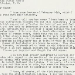 Letter: 1958 March 7