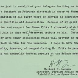 Telegram: 1943 February 12