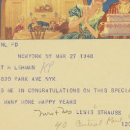 Telegram: 1948 March 27