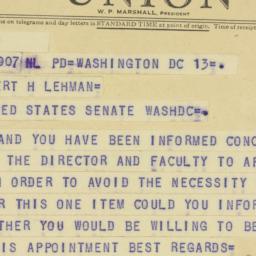 Telegram: 1954 January 13