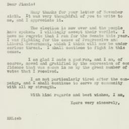 Letter: 1946 November 9