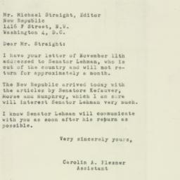 Letter: 1952 November 13