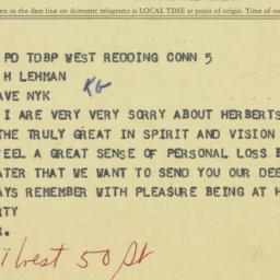 Telegram: 1963 December 6