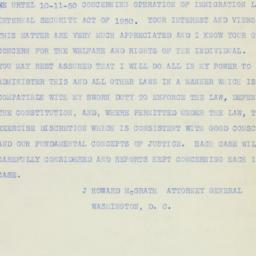 Telegram: 1950 October 13