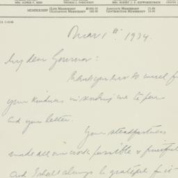 Letter: 1934 March 1