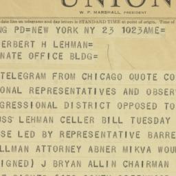 Telegram: 1953 November 23