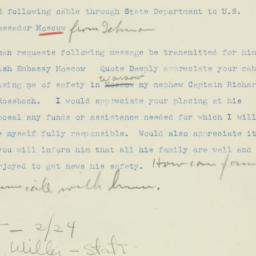 Telegram: 1945 February 24