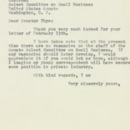 Letter: 1954 February 15