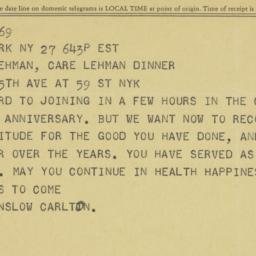 Telegram: 1963 March 27