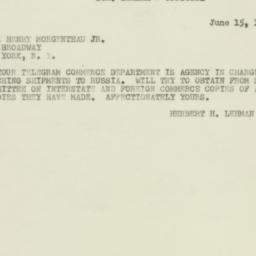 Telegram: 1951 June 15