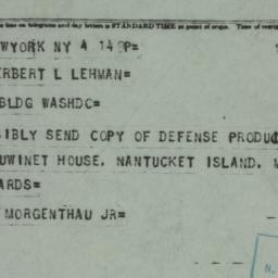 Telegram: 1950 August 4
