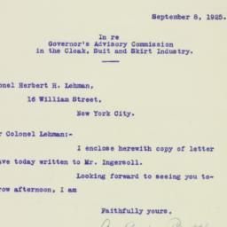 Letter: 1925 September 8