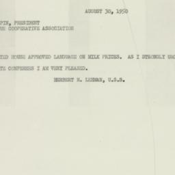 Telegram: 1950 August 30