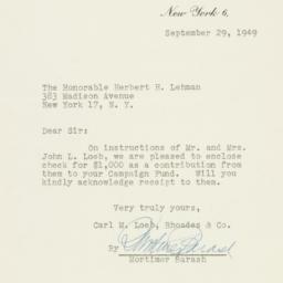 Letter: 1949 September 29