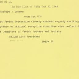 Telegram: 1943 June 21