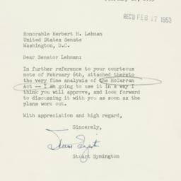 Letter: 1953 February 16