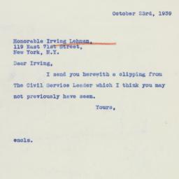 Letter: 1939 October 23