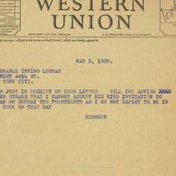 Letter: 1939 May 2