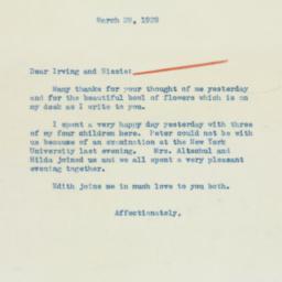 Letter: 1939 March 29