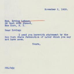 Letter: 1939 November 2