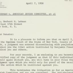 Letter: 1958 April 7