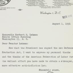 Letter: 1951 August 1