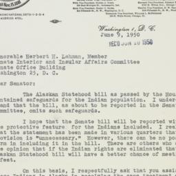 Letter: 1950 June 9