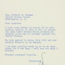 Telegram: 1950 August 31