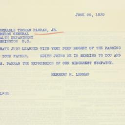Telegram: 1939 June 20