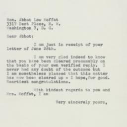 Letter: 1954 July 1
